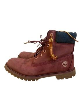 Timberland Premium burgundy ankle boots nubuck distressed leather boots women 10